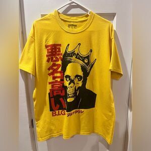 NOTORIOUS B.I.G. T Shirt Yellow Large Biggie Smalls Skull Japanese